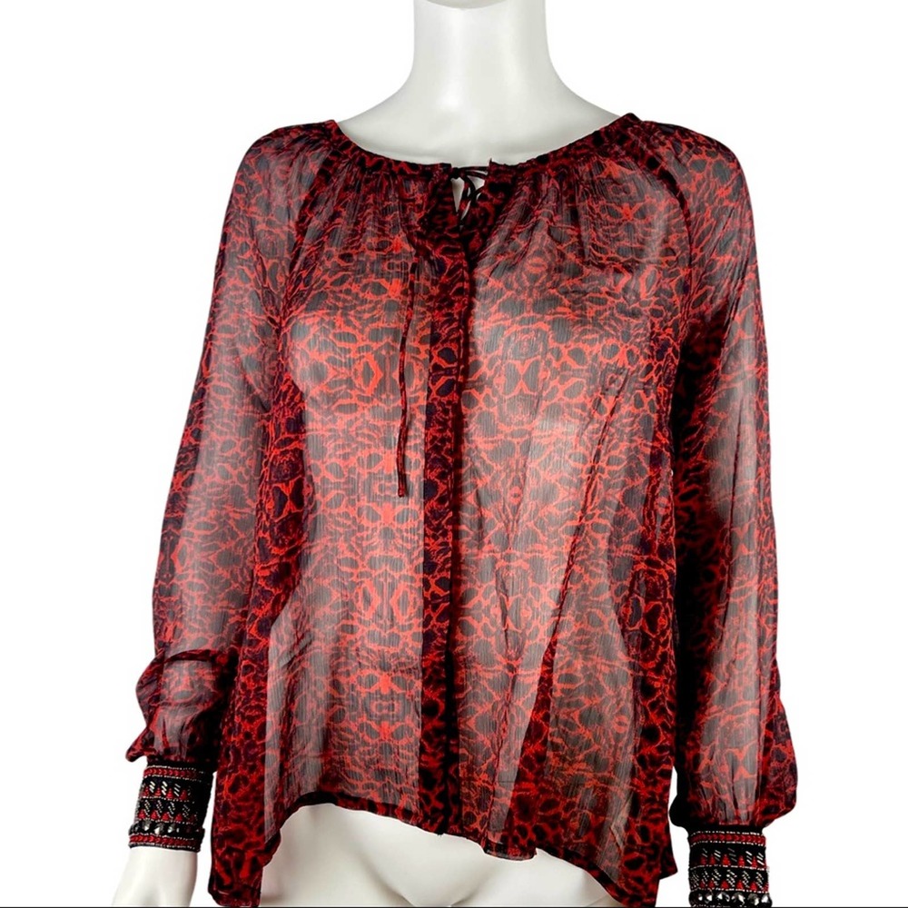 NWT Jessica Simpson Sheer Chime Top Red Cosmo XS